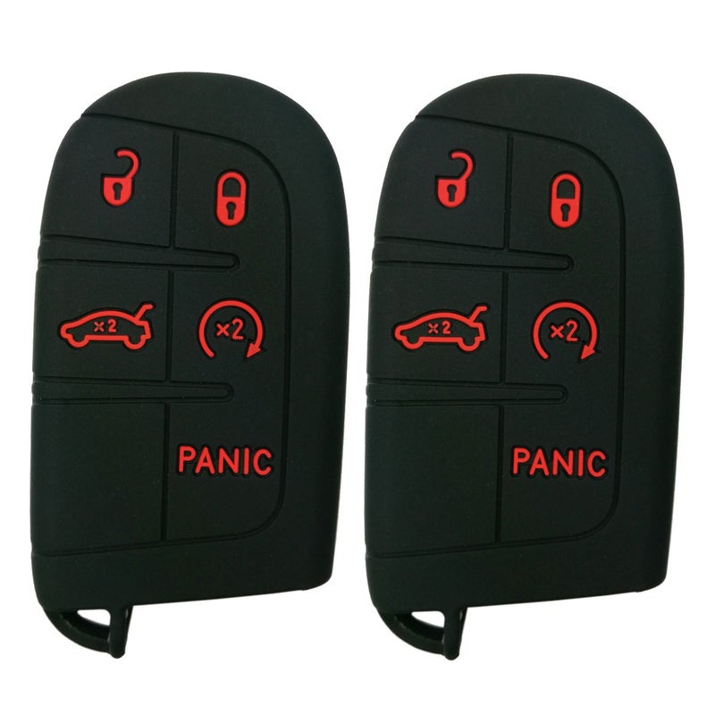 Coolbestda 2X Coolbestda Key Cover Fob Case Shell Keyless Jacket Glove Holder for 2018 2019 2020 2021 2022 2023 2024 Jeep Grand Cherokee Compass Dodge Challenger Charger Dart Durango Journey Chrysler 300 200 - Image 1